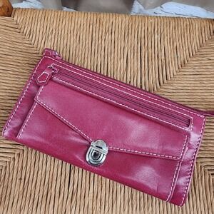 Vintage Y2K Nordstrom Wallet  Pink Leather Preppy Twee Cute Thick Stitching